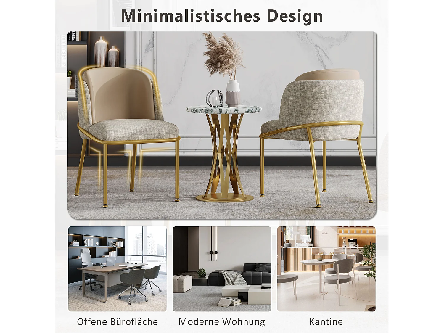 Silla ergonómica de tela de lino con patas inclinadas ajustables, cómoda para sala de estar u oficina, color beige caqui, juego de 2