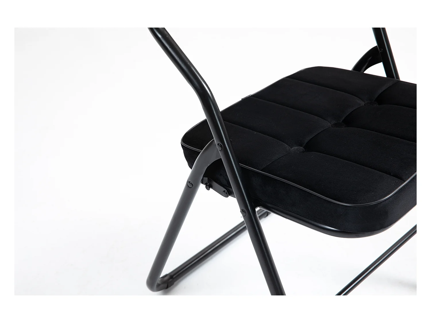 Juego de 2 sillas plegables de acero con cojín, cómodas para cocina, oficina, recepción de boda, color negro