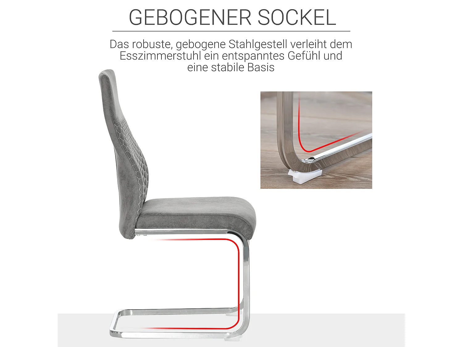 Chaise salle à manger 4 pz velluto rimbourré grigio pieds acier 45x61x98 cm design moderno