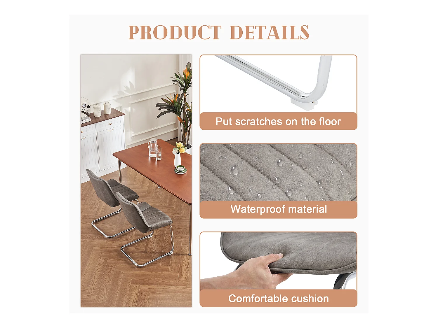 Chaise salle à manger lotto 2 pelle sintetica PU assise rembourrée pieds metallo grigio 56x51x81cm