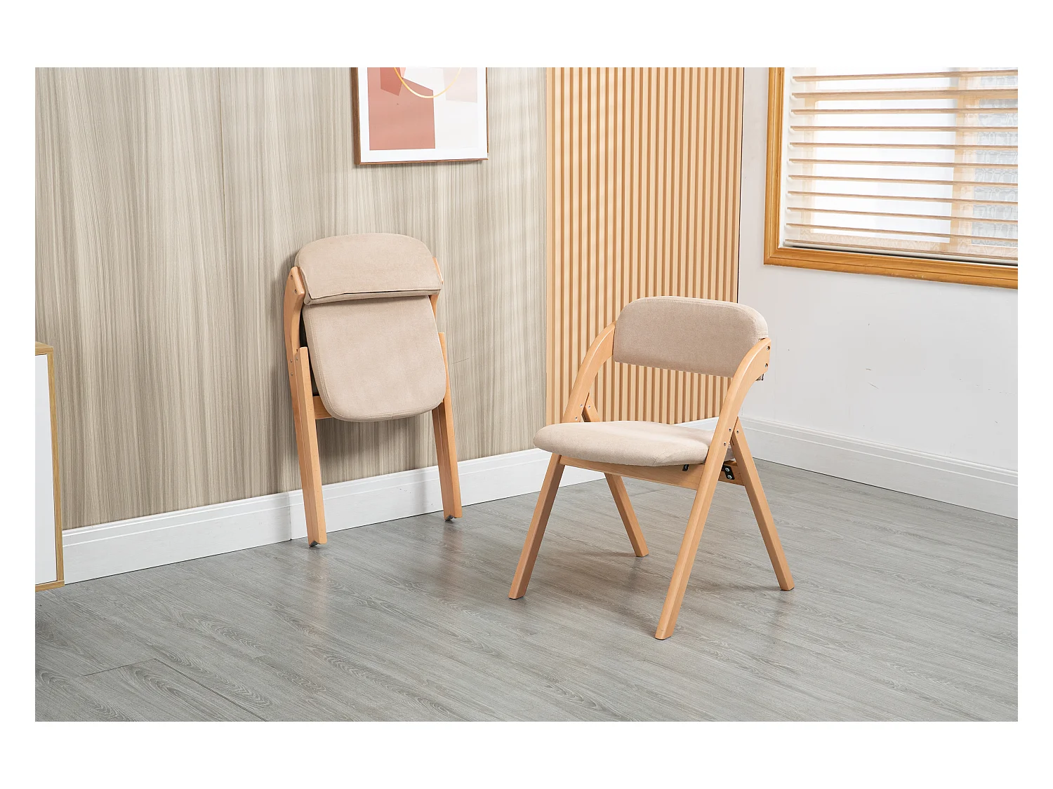 Chaises pliantes bois rembourrées lot de 2 housse amovible pliable extra invités kitchen kaki