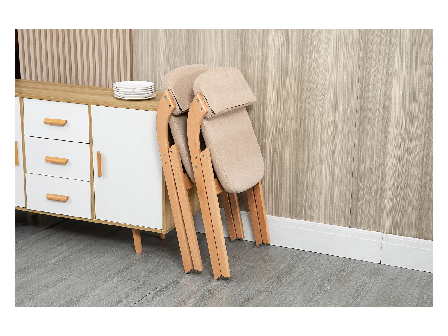 Chaises pliantes bois rembourrées lot de 2 housse amovible pliable extra invités kitchen kaki