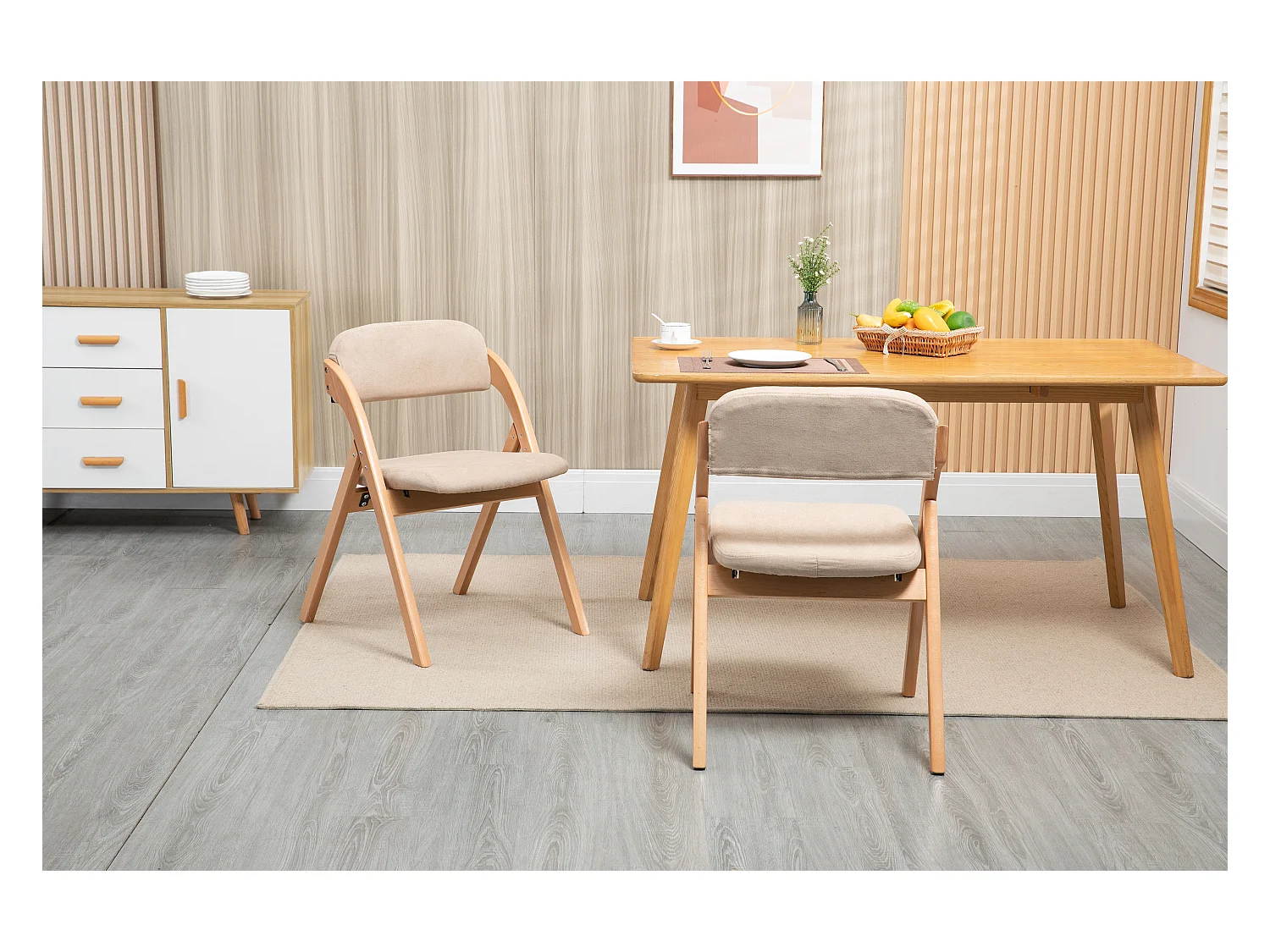 Chaises pliantes bois rembourrées lot de 2 housse amovible pliable extra invités kitchen kaki