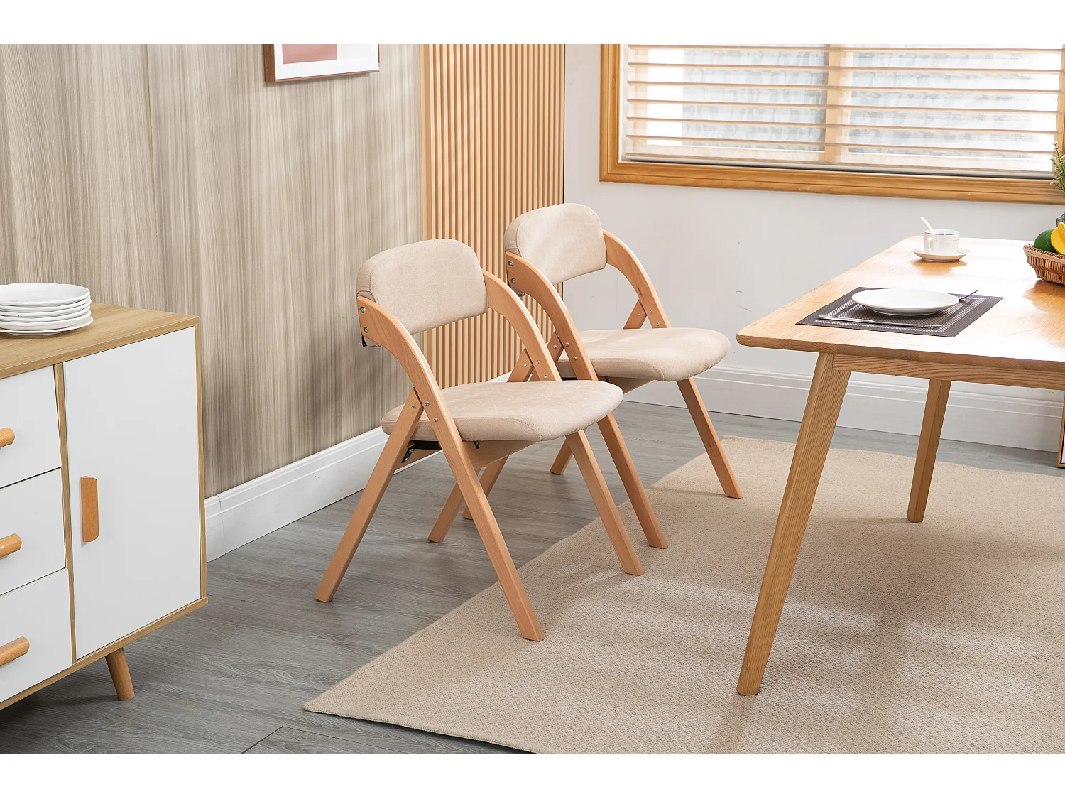 Chaises pliantes bois rembourrées lot de 2 housse amovible pliable extra invités kitchen kaki