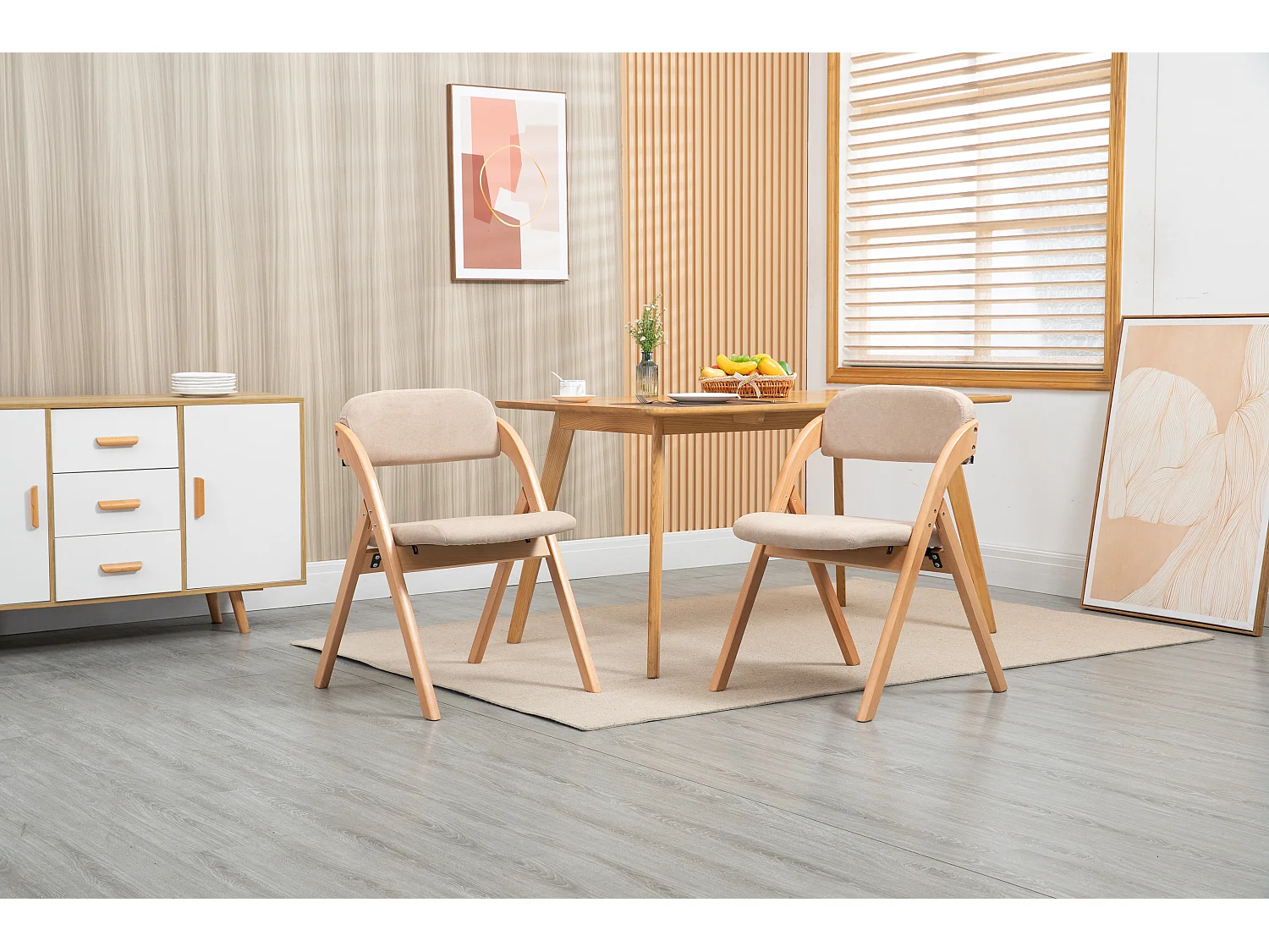 Chaises pliantes bois rembourrées lot de 2 housse amovible pliable extra invités cuisine kaki