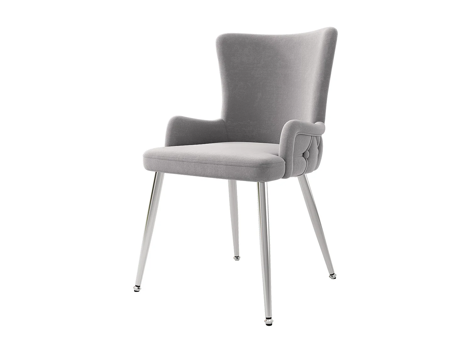 Chaise en velours gris pieds métal argenté fauteuil lounge salon chambre confortable moderne lot de 4