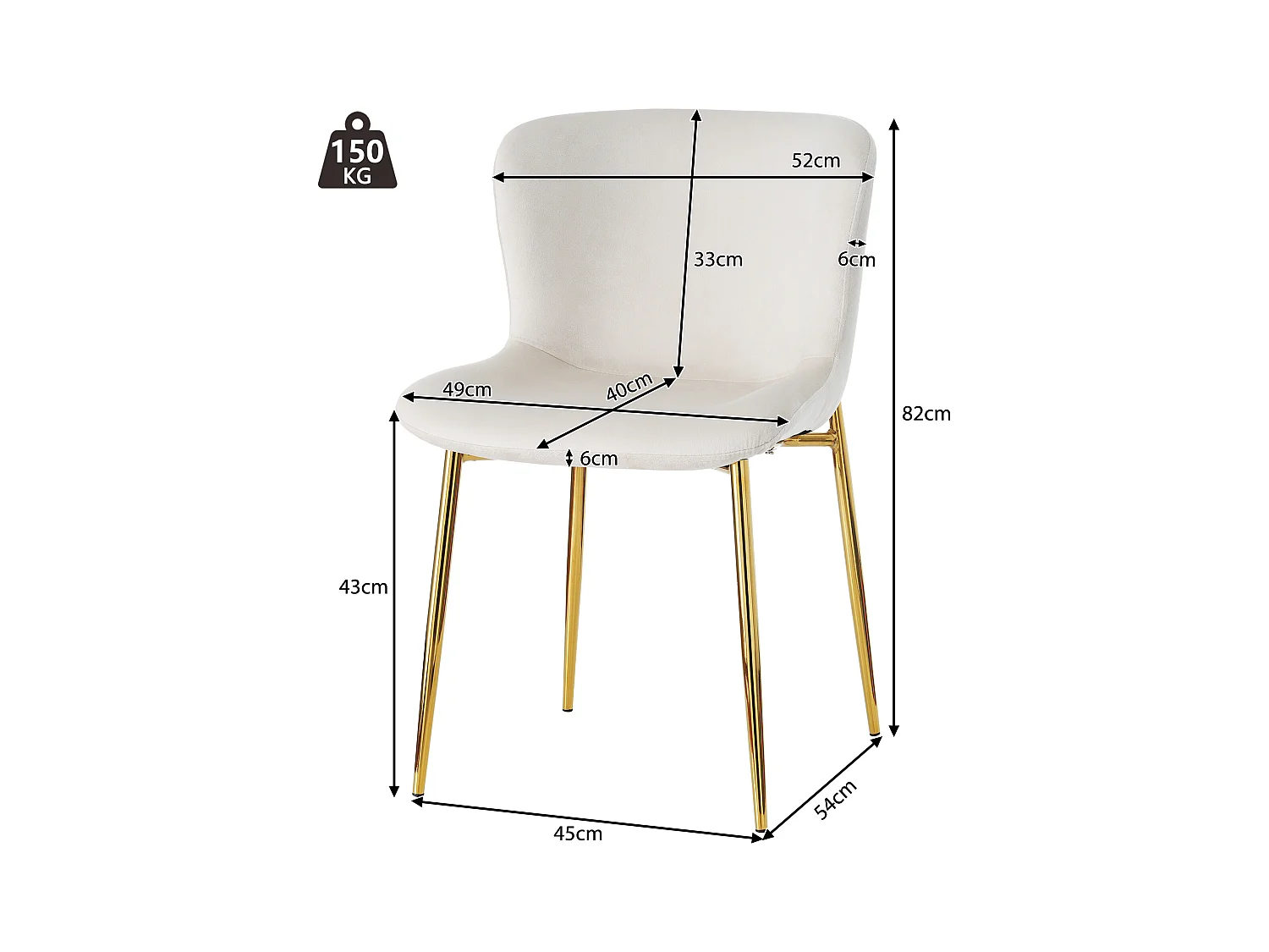Poltrona de design em veludo bege sem braços com pernas de metal dourado para sala de estar ou quarto, conjunto de 2