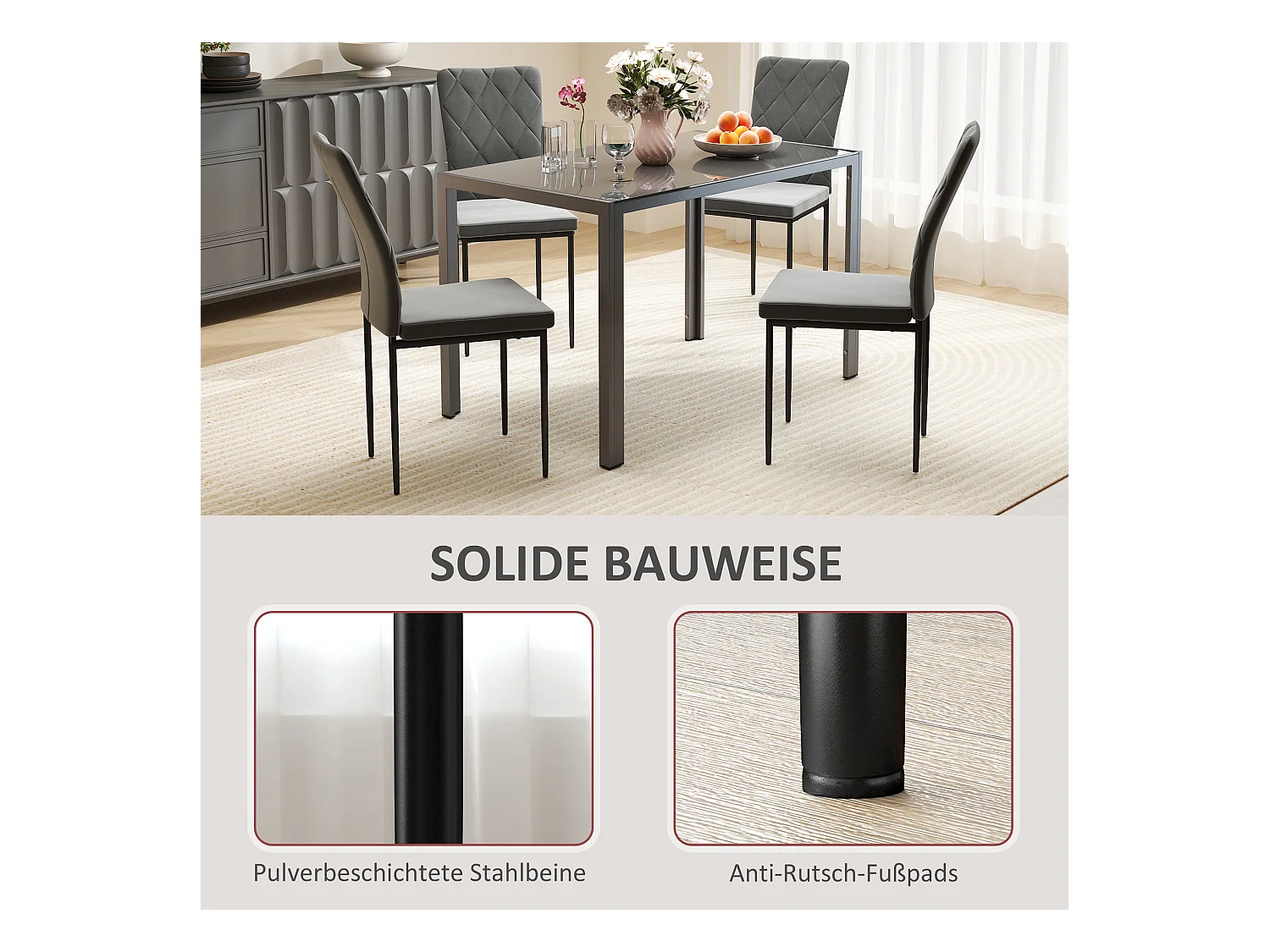 Juego de 4 sillas de comedor de terciopelo gris oscuro con respaldo alto y patas de metal, para cocina y salón, 58 x 42 x 95 cm