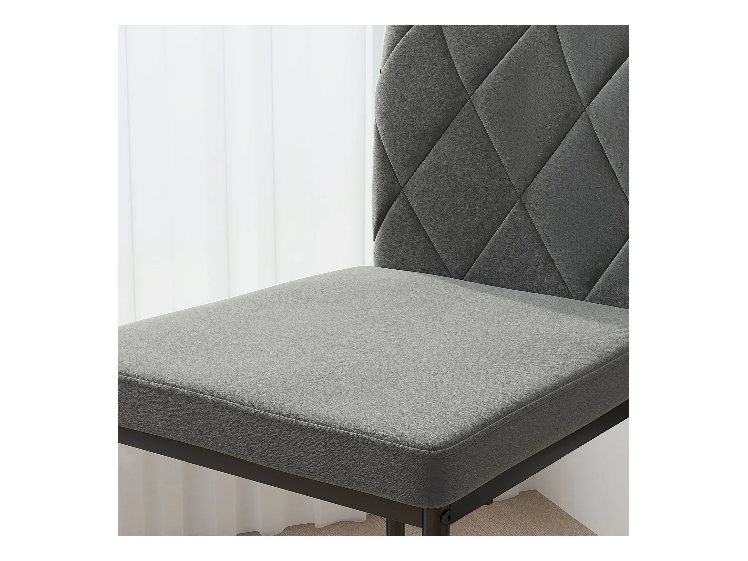 Juego de 4 sillas de comedor de terciopelo gris oscuro con respaldo alto y patas de metal, para cocina y salón, 58 x 42 x 95 cm