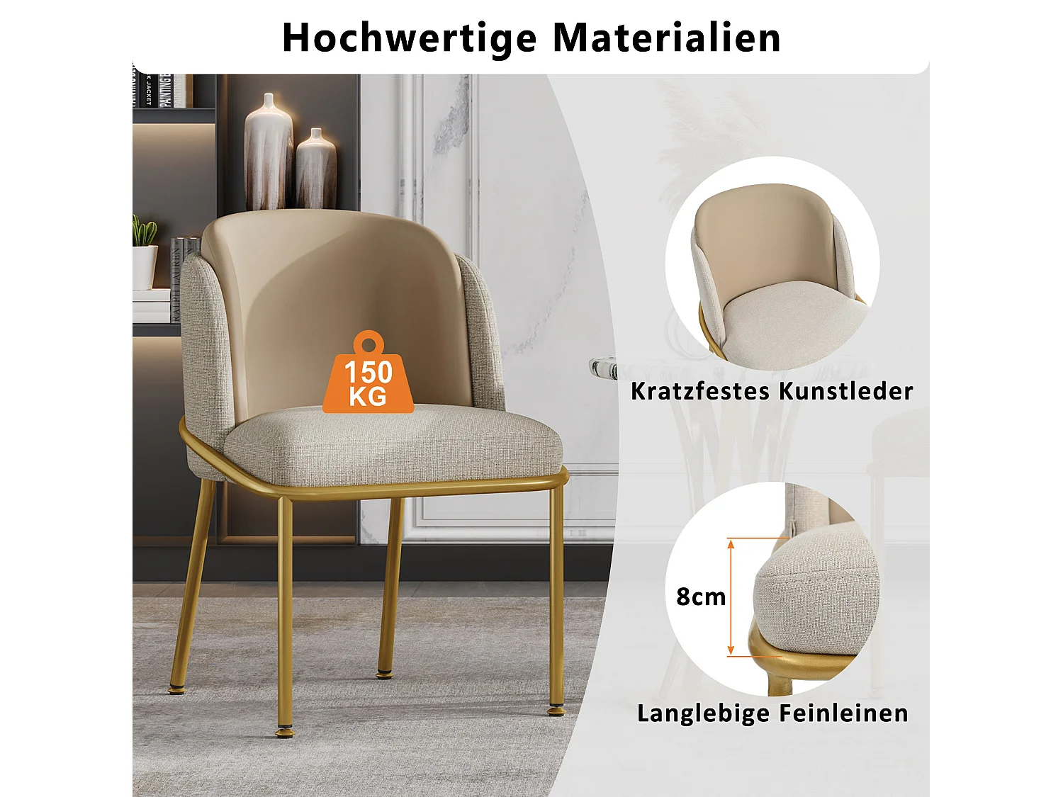 Chaise longue ergonomica in tessuto di lino a piedi inclinati regolabili comoda per salone o ufficio beige kaki lotto da 6