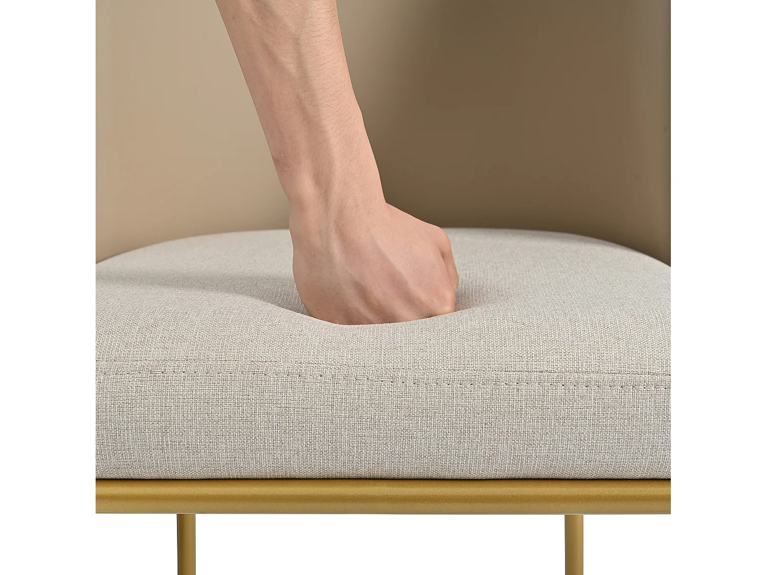 Chaise longue ergonomica in tessuto di lino a piedi inclinati regolabili comoda per salone o ufficio beige kaki lotto da 6