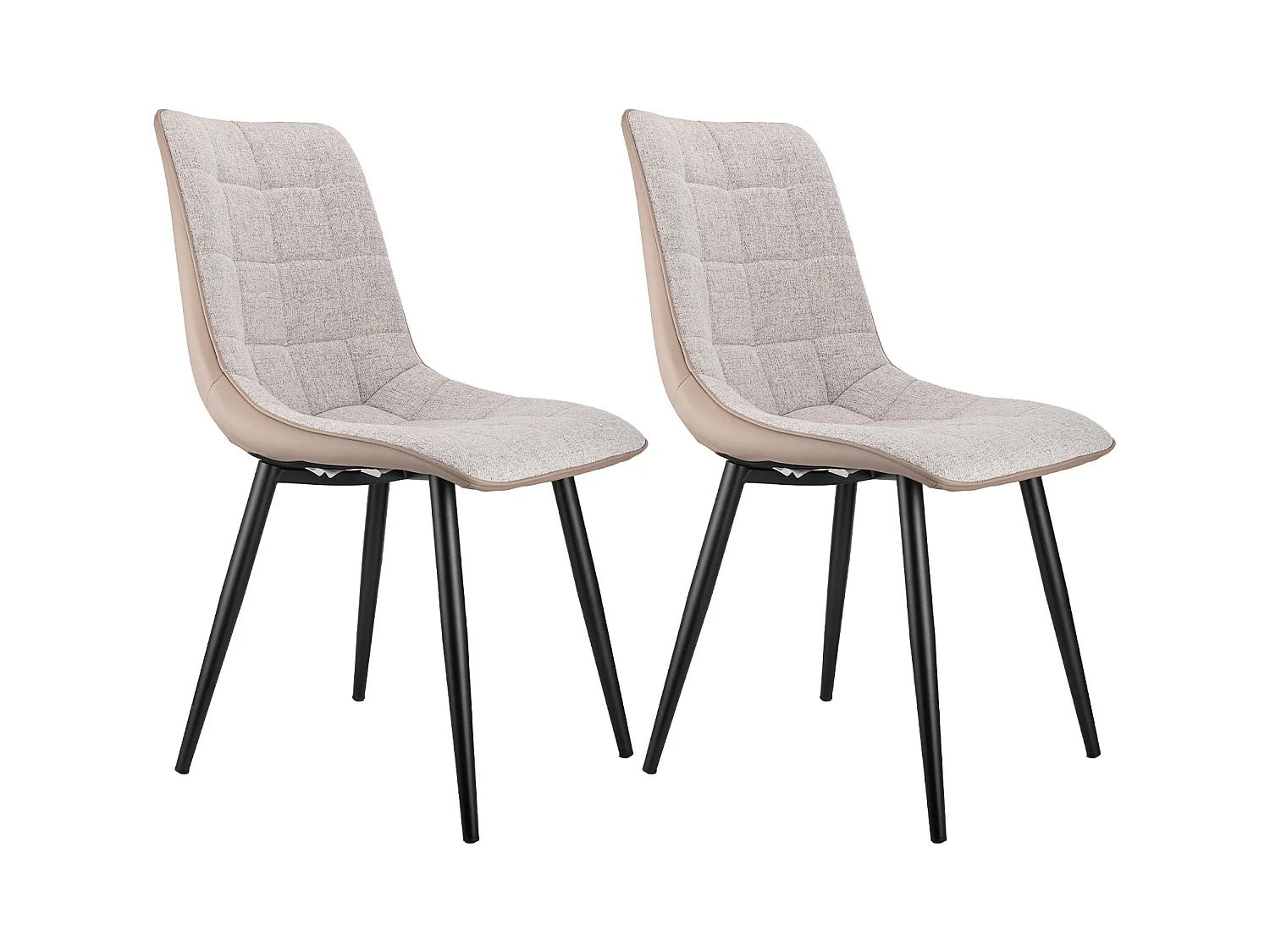 Cadeira estofada em linho imitação de couro, estrutura de metal resistente, design moderno, cinza, sala de jantar