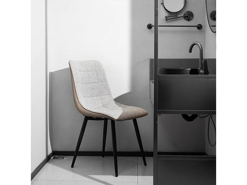 Chaise rembourrée lin simili struttura in cuoio metallo robusto design moderno grigio salle à manger