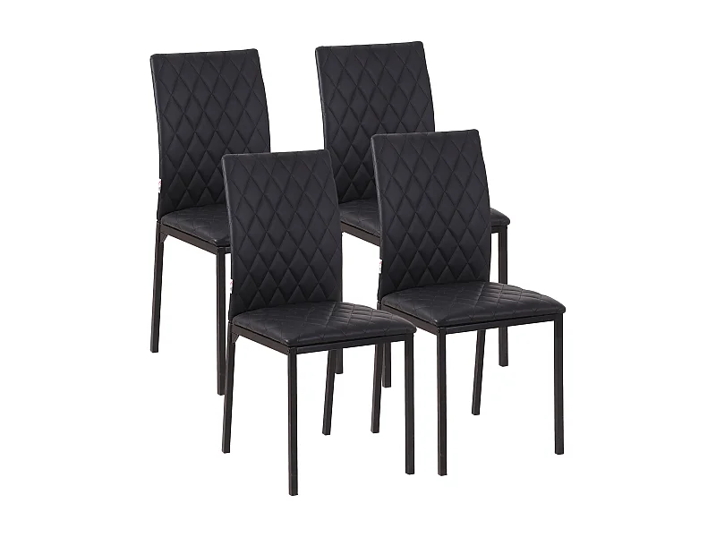 Chaise salle à manger 4 pz rembourrée simili pelle pieds acier noir 41x50x91 cm