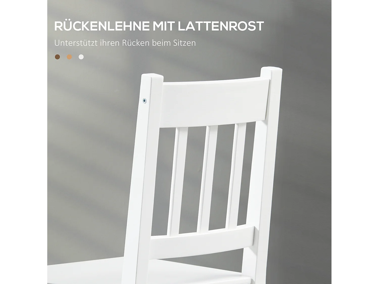 Lotto di 4 sedie a sdraio in legno massiccio con dossier stile moderno bianco 41x46,5x85,5 cm