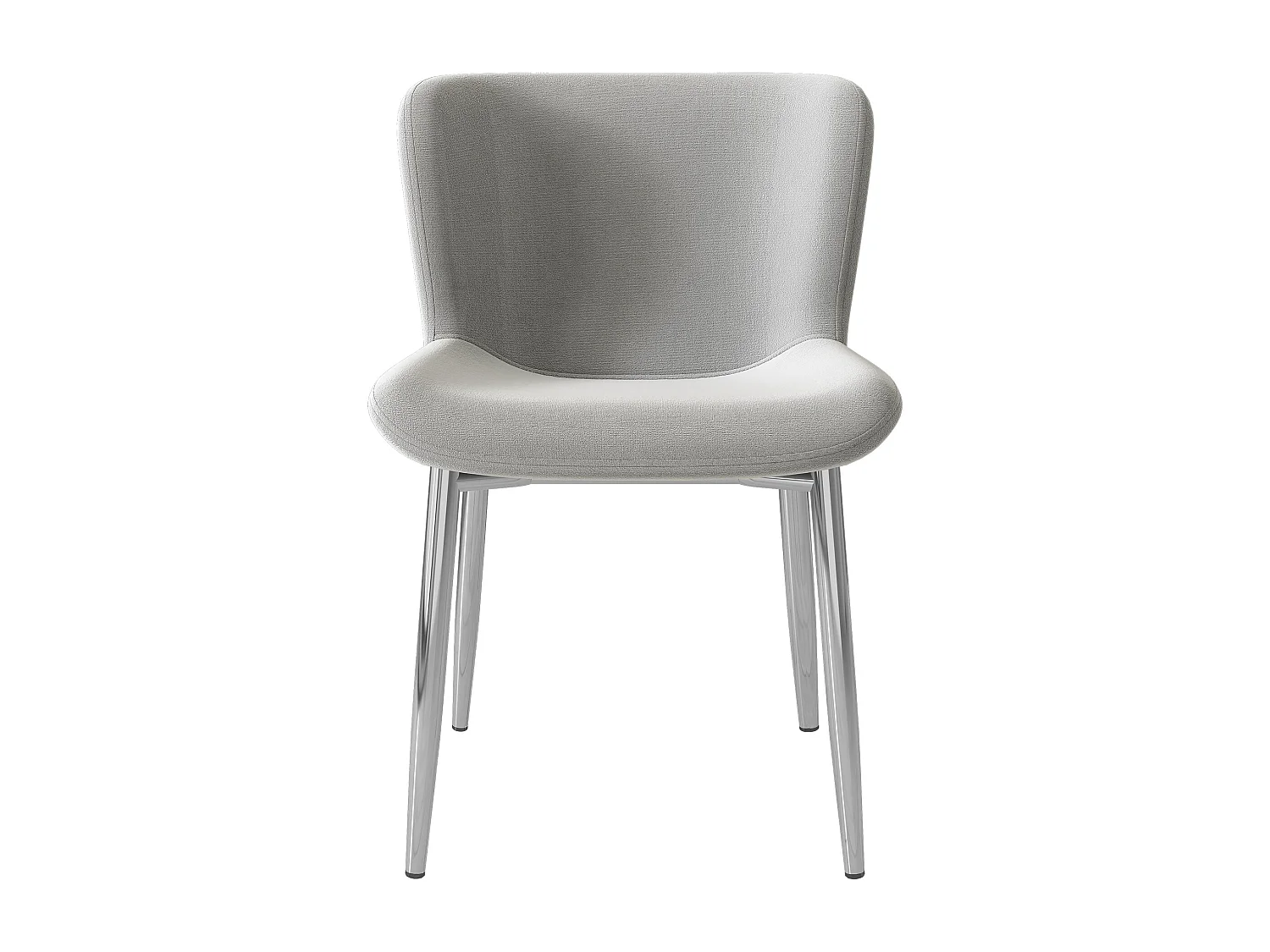 Fauteuil en velours gris design sans accoudoirs avec pieds métal chromé pour salon ou chambre lot de 6