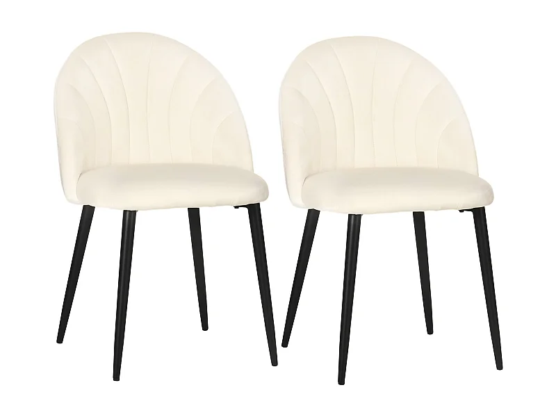 Cadeira de jantar 2 peças veludo creme encosto confortável design escandinavo 52x54x79 cm