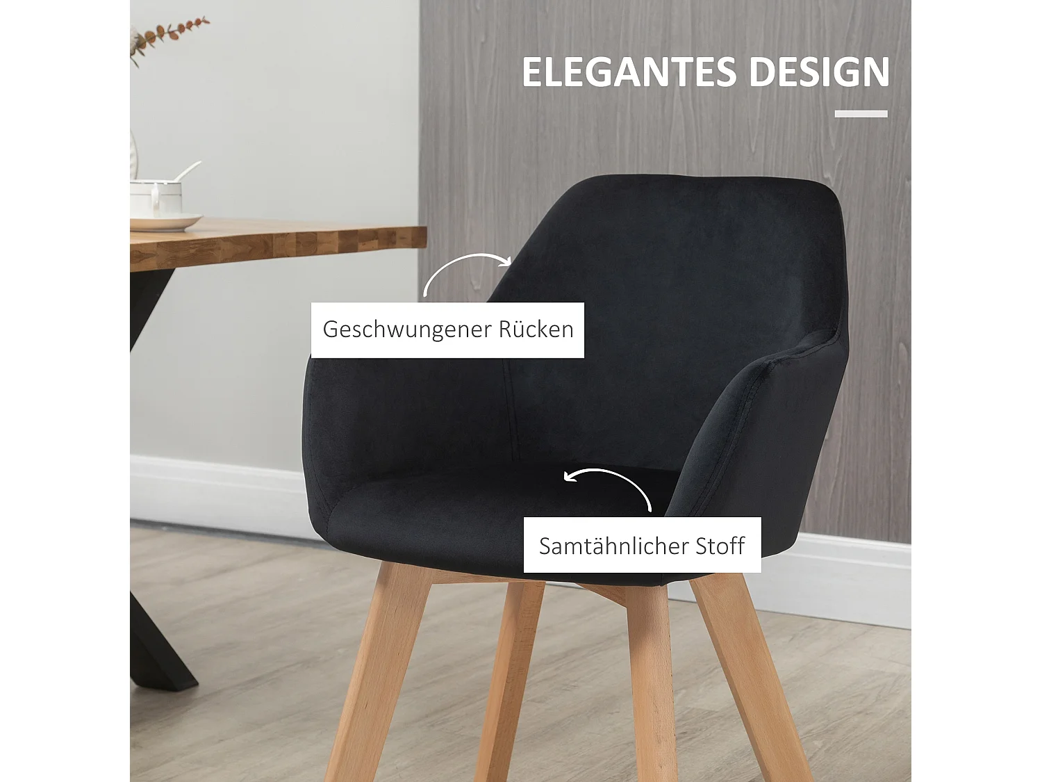 Cadeiras de jantar 2 peças estofadas com braços em tecido poliéster preto 54x57x80 cm