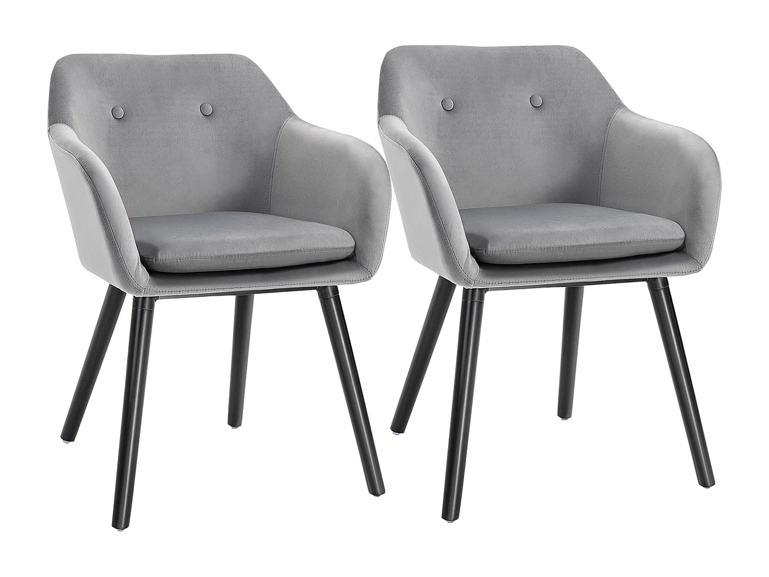 Chaise de salle à manger 2 pcs tissu velours pieds bois hêtre confortable gris 54x56x74 cm