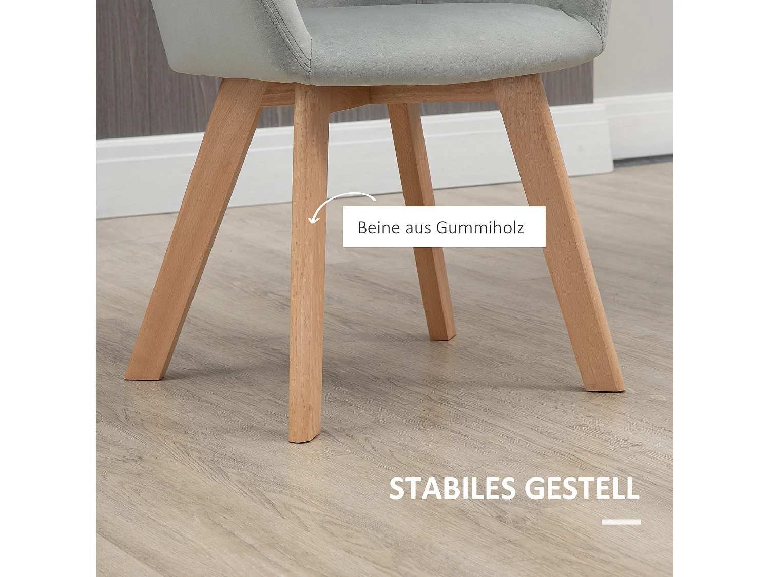 Chaises salle à manger 2 pcs tissu velours avec accoudoirs pieds bois gris 54x57x80 cm