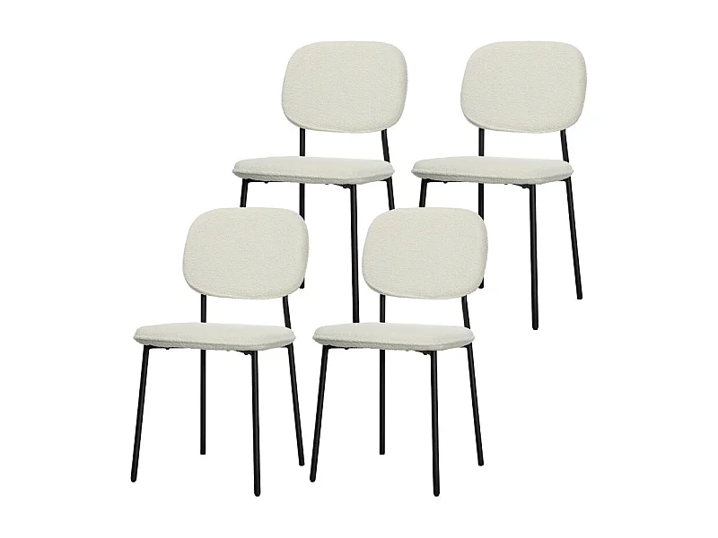 Juego de 4 sillas de comedor con respaldo bajo, patas modernas de acero blanco, 49 x 47 x 85 cm