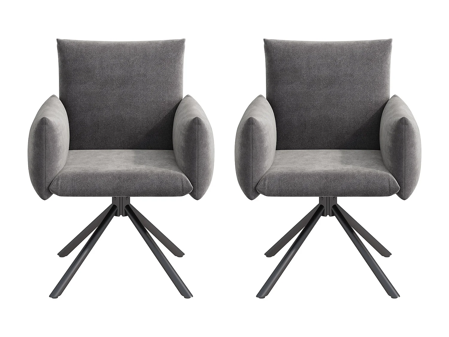 Chaise salle à manger velluto grigio fauteuil pivotant 360° con accoudoirs metallo ergonomico lotto di 2