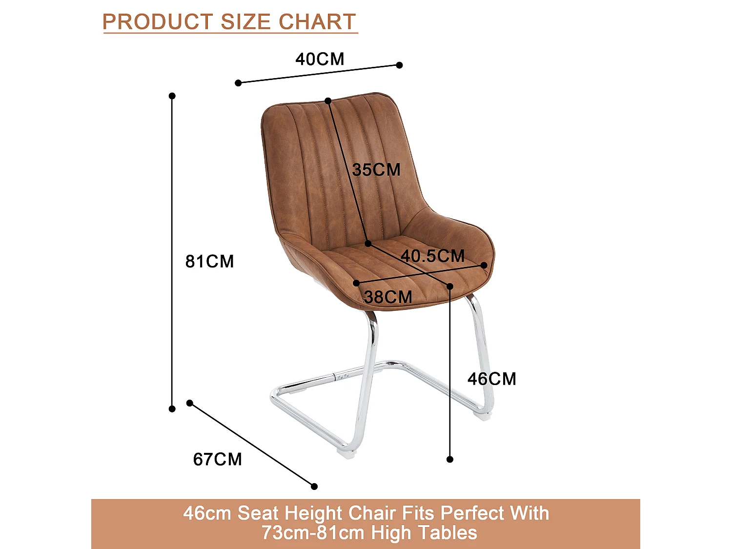 Chaise salle à manger lot 2 cuir synthétique PU assise rembourrée pieds métal marron 56x51x81cm