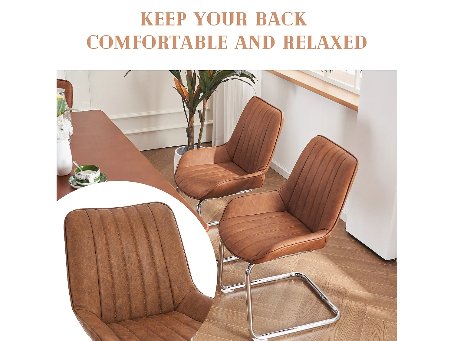 Chaise salle à manger lot 2 cuir synthétique PU assise rembourrée pieds métal marron 56x51x81cm