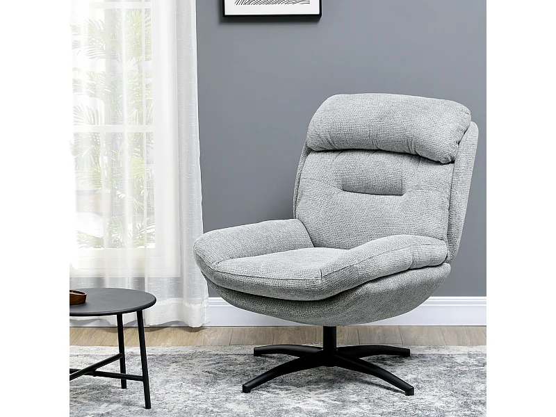 Sillón relax giratorio de chenilla resistente al agua con reposabrazos para salón 79x91x98 cm