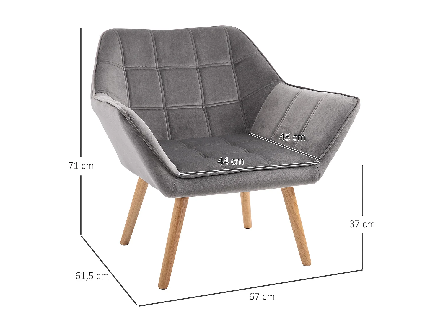 Sillón orejero escandinavo de terciopelo con patas elevadas para salón dormitorio 64x62x72,5 cm