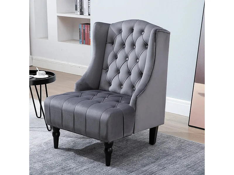 Sillón relax de terciopelo gris con patas elevadas para salón dormitorio 67x70,5x97 cm