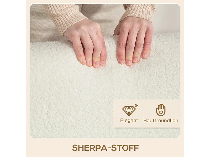 Sillón Sherpa con reposabrazos, asiento acolchado ancho para salón, dormitorio, color crema