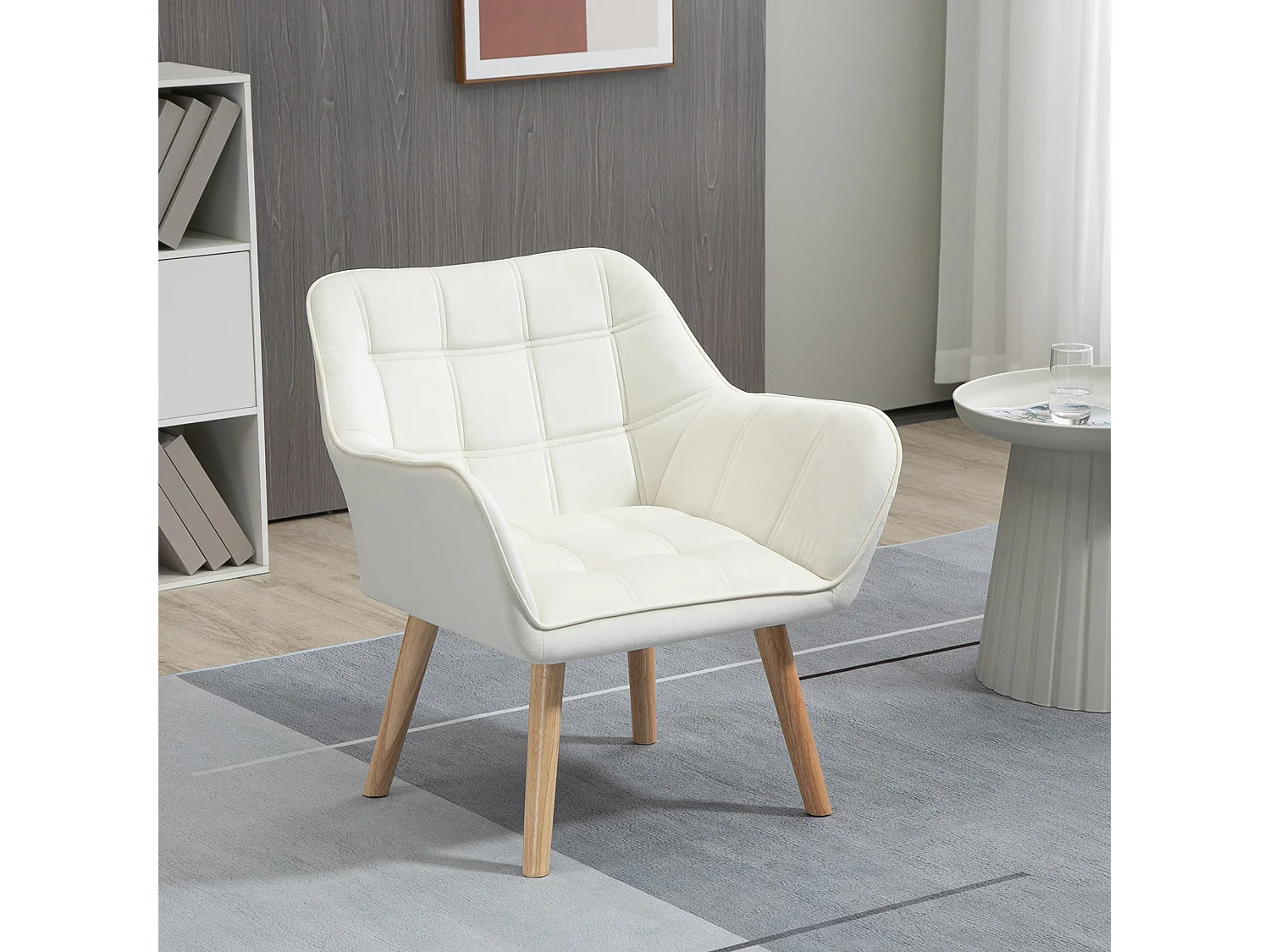 Fauteuil relax en velours avec accoudoirs pour salon et chambre pieds surélevés 64x62x72 cm