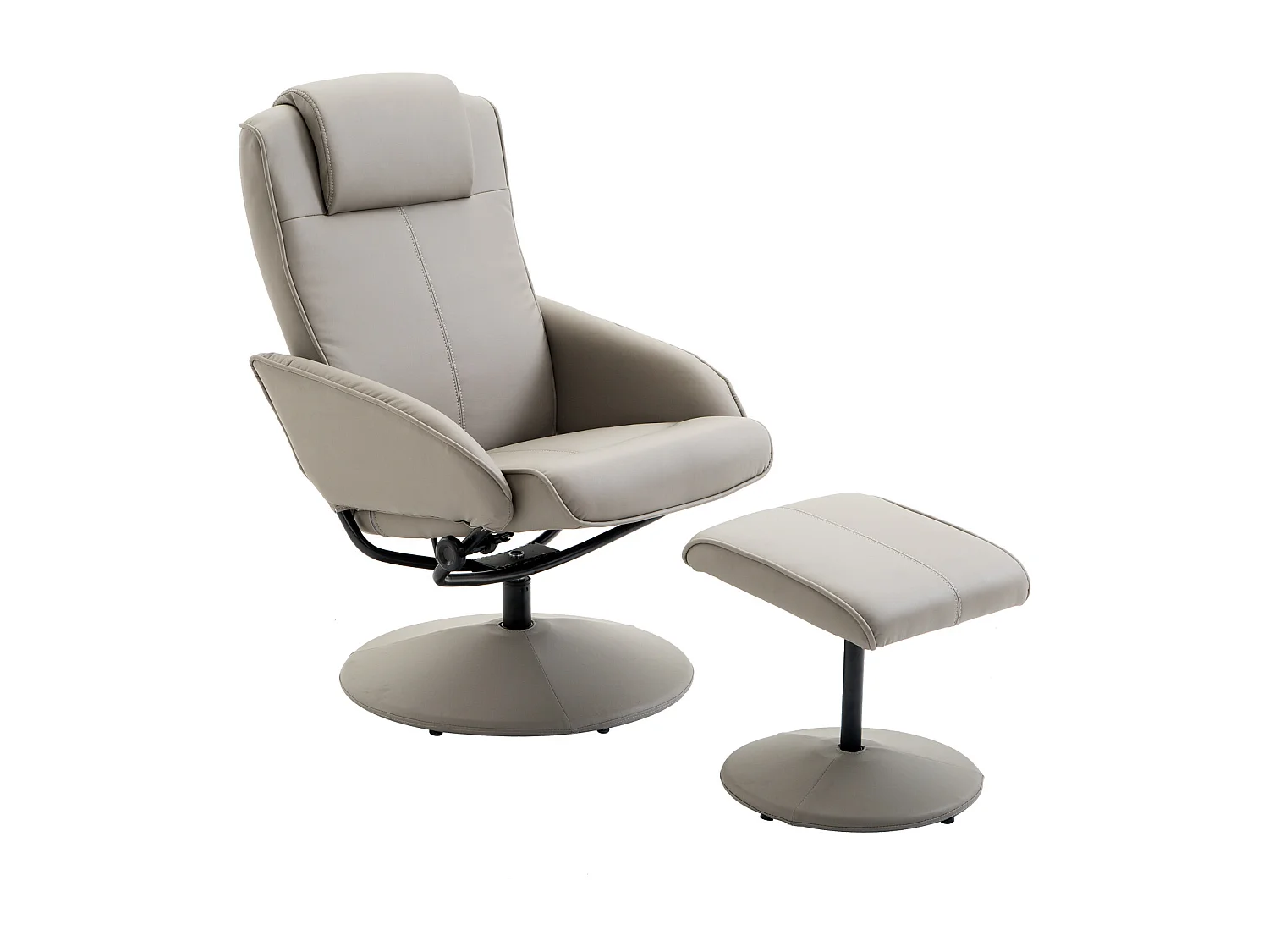 Sillón relax 360° con otomana piel sintética reclinable 145° salón dormitorio gris 78x67x98 cm