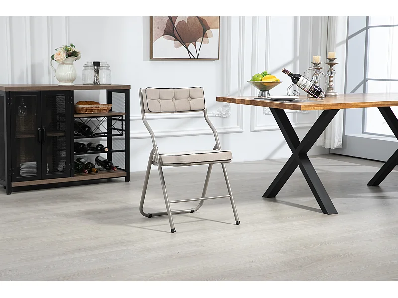 Juego de 2 sillas plegables de acero con cojín, cómodas para cocina, oficina, recepción de boda, color caqui