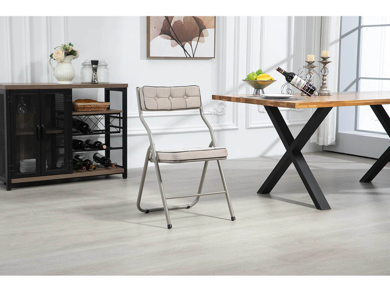 Chaises pliantes acier avec coussin lot de 2 confort cuisine bureau mariage réception kaki