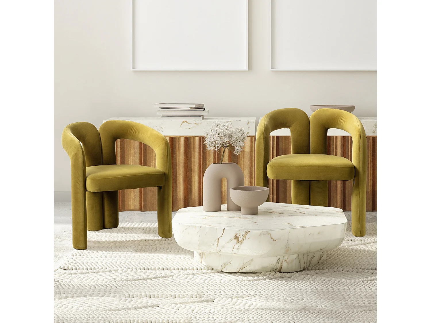 Chaises salle à manger velours modernes lot de 2 avec dossier ergonomique pieds bois gris confortable