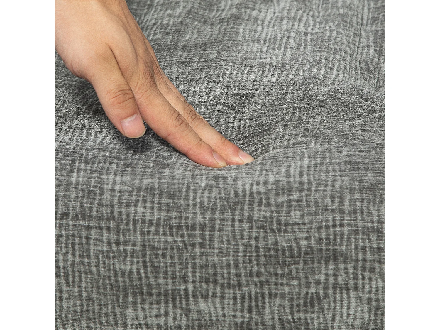 Sillón giratorio con reposabrazos en tejido de lana y lino para salón dormitorio gris oscuro 60x61x88cm