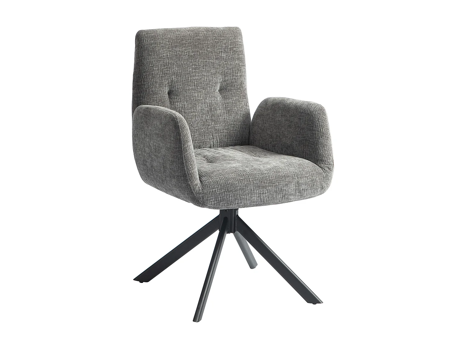 Poltrona lounge pivotant in tessuto laine-lin con accoudoirs pour salon chambre grigio foncé 60x61x88cm