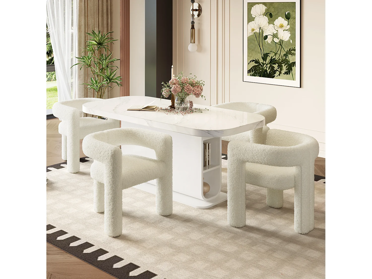 Fauteuil moderne en Teddy Flor ergonomique confortable polyvalent pour salon chambre gris