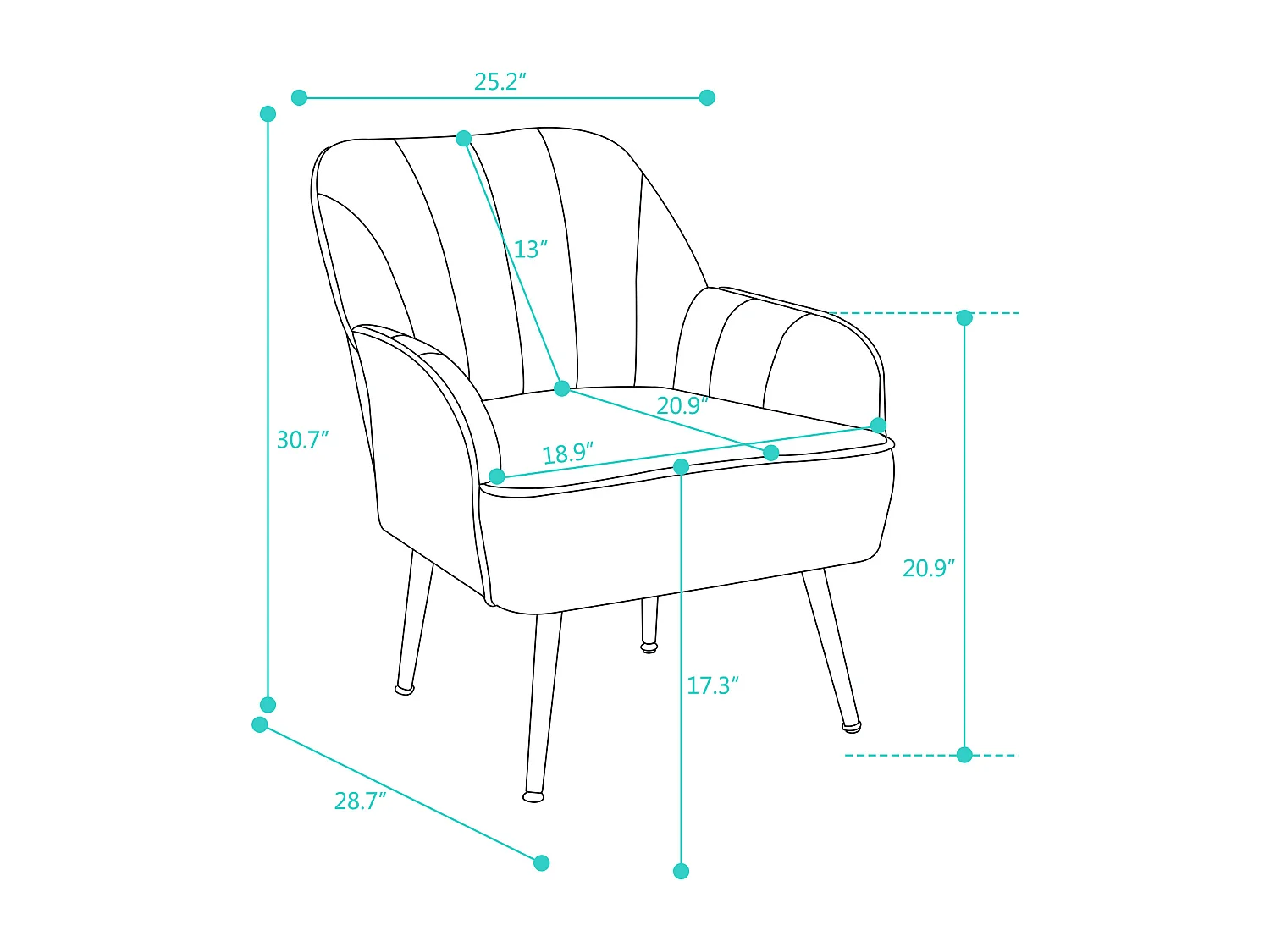 Fauteuil lounge en velours Bleu foncé avec pieds métalliques pour salon, bureau et chambre