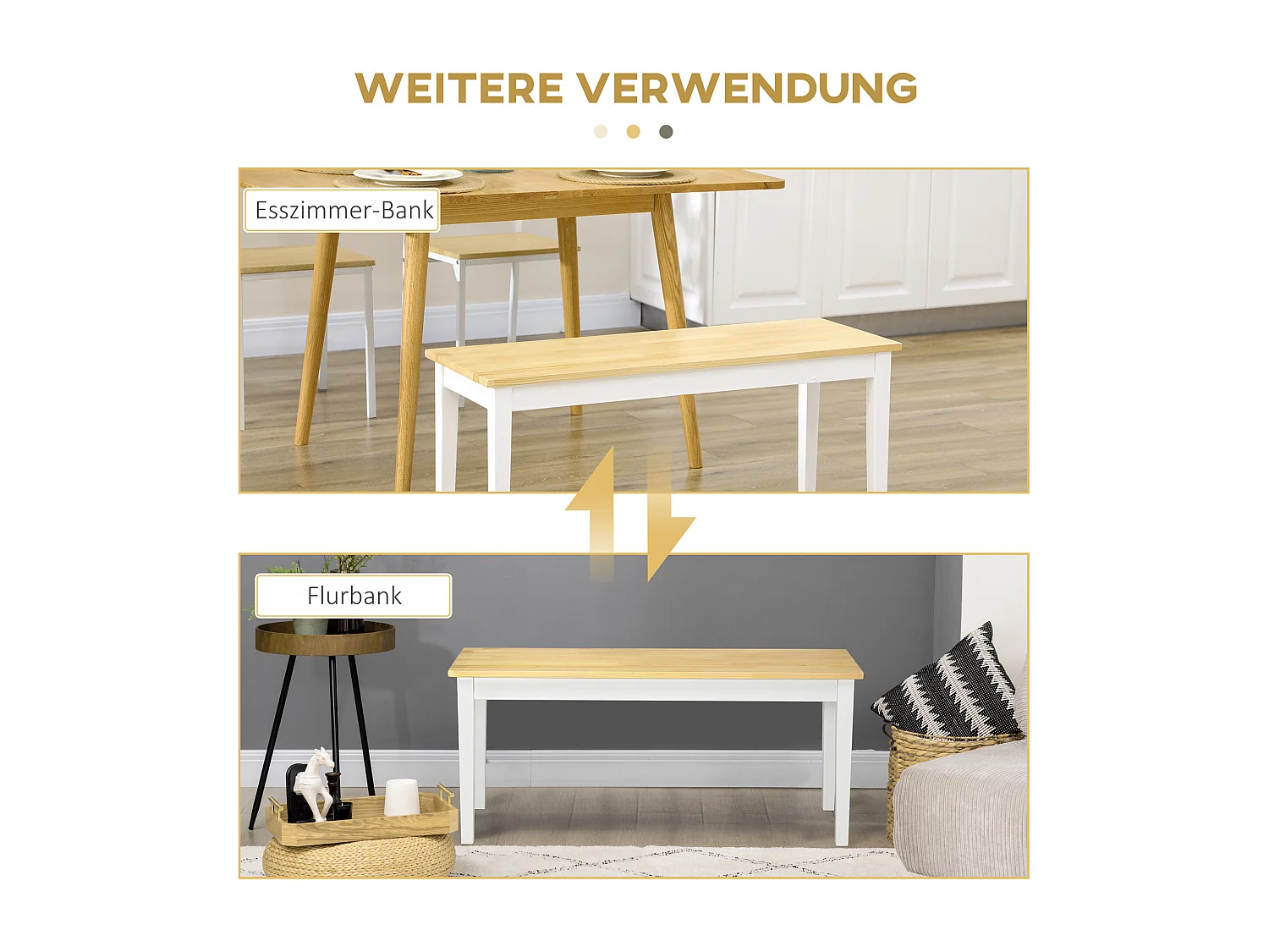 Banc 2 places en bois de pin 220 kg pour cuisine salle à manger salon blanc 102 x 36 x 45 cm