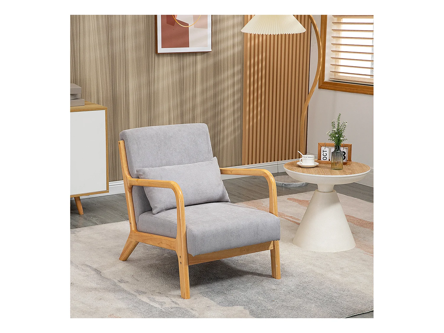 Sillón de terciopelo con reposabrazos y cojín lumbar para salón dormitorio 61x78x76 cm