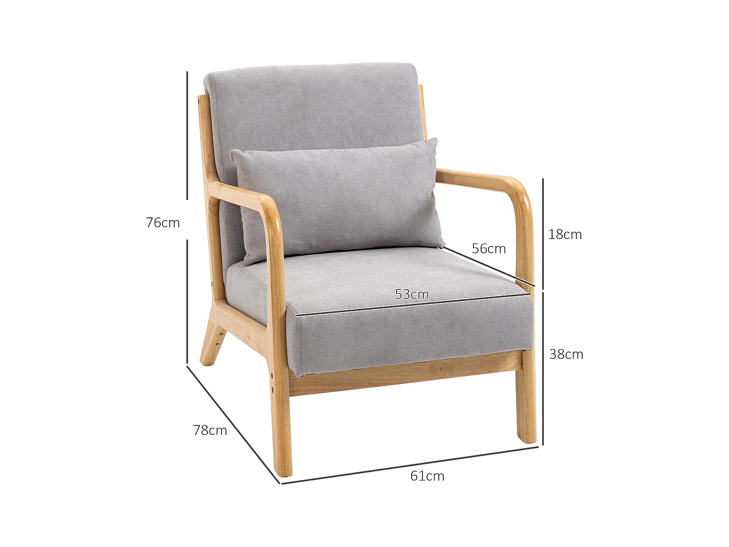 Sillón de terciopelo con reposabrazos y cojín lumbar para salón dormitorio 61x78x76 cm