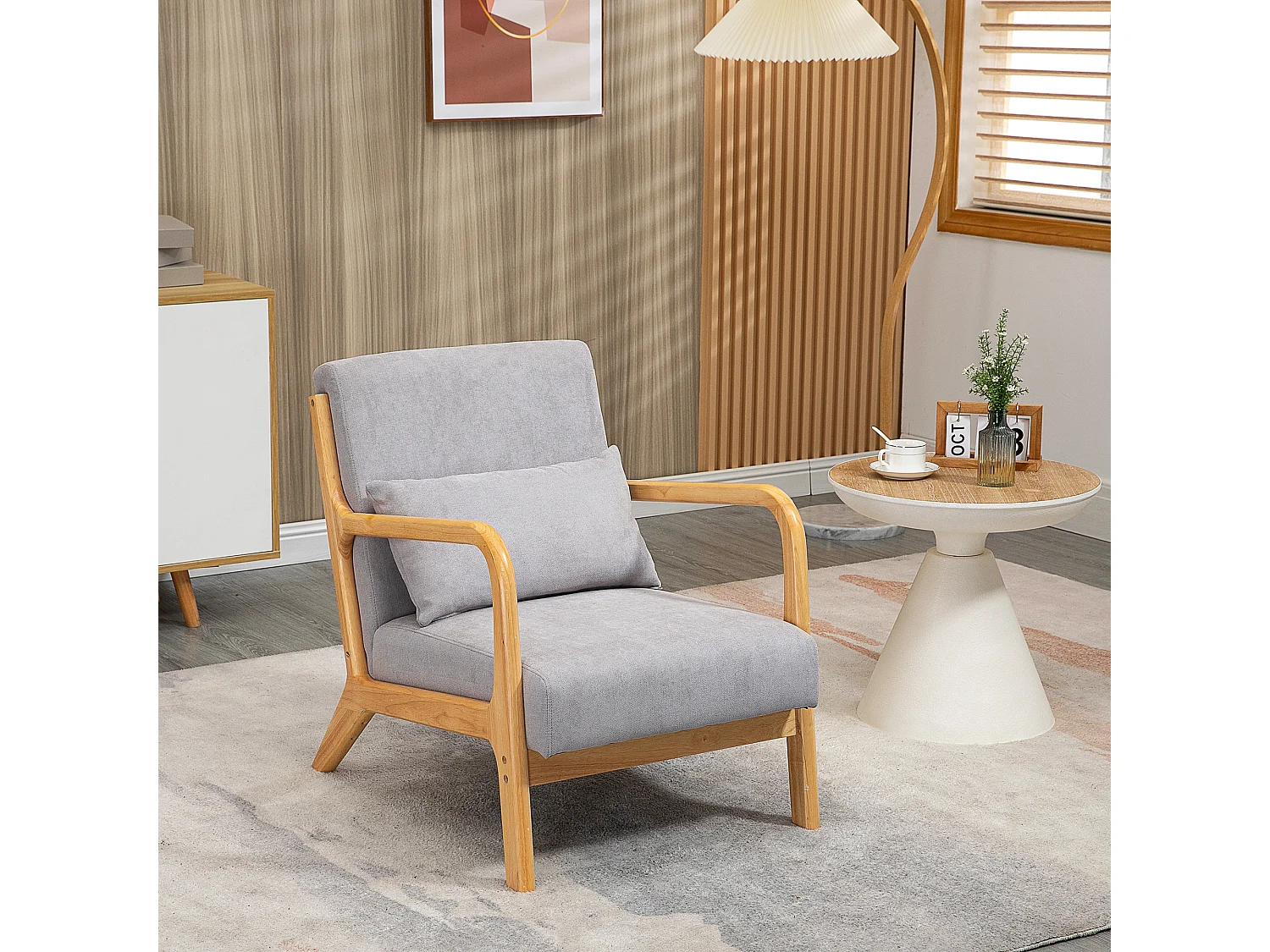 Sillón de terciopelo con reposabrazos y cojín lumbar para salón dormitorio 61x78x76 cm