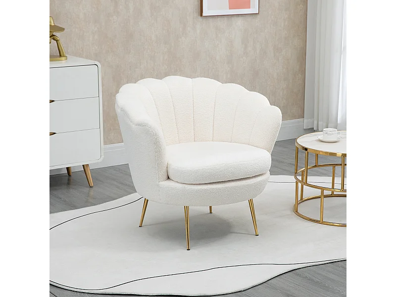 Fauteuil coquillage en velours relax assise comoda chaise maquillage salon chambre blanc