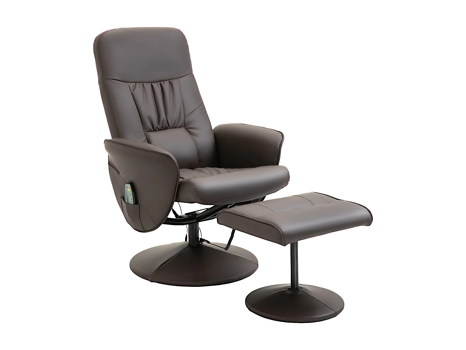 Fauteuil relax TV massage 360° cuir synthétique inclinable avec ottomane salon chambre brun 76x81x105 cm