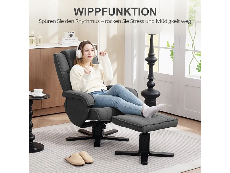 Sillón reclinable de terciopelo con otomana reclinable 360°, asiento giratorio para TV para sala de estar, gris oscuro