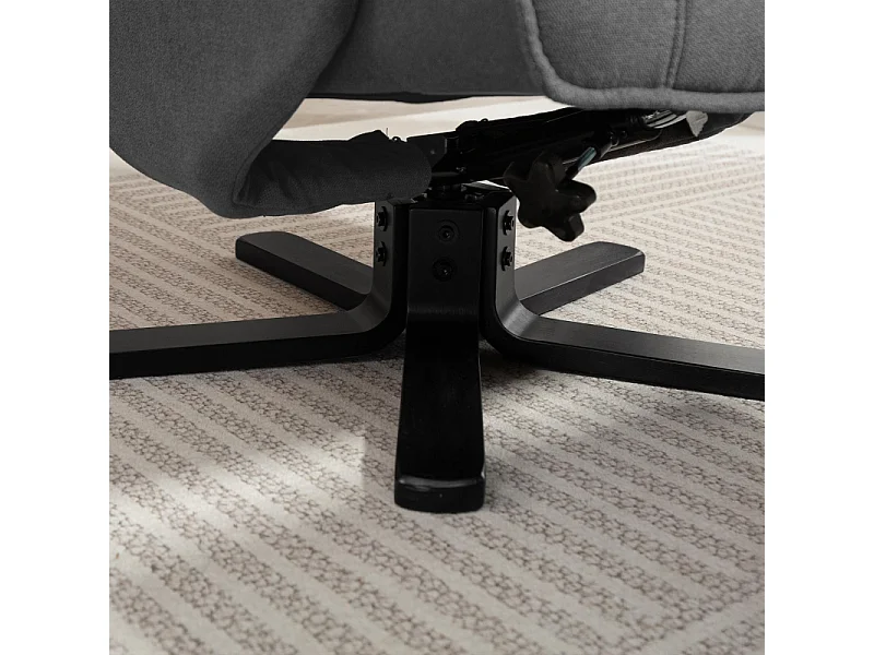 Sillón reclinable de terciopelo con otomana reclinable 360°, asiento giratorio para TV para sala de estar, gris oscuro