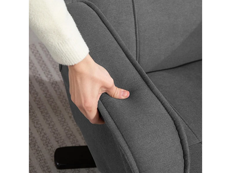 Sillón reclinable de terciopelo con otomana reclinable 360°, asiento giratorio para TV para sala de estar, gris oscuro